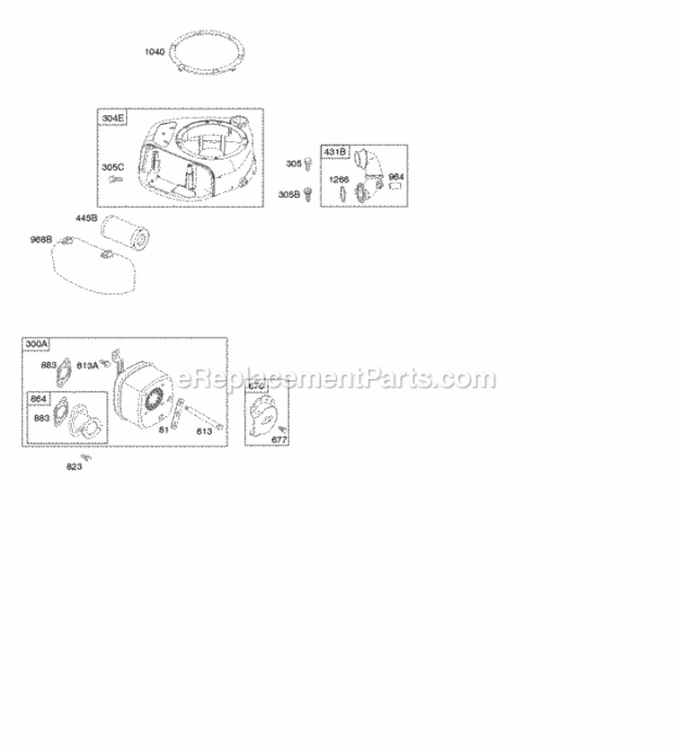 Air Cleaner Blower Housing Exhaust System Diagram and Parts List for 21D807-1546-G1  Briggs and Stratton Engine